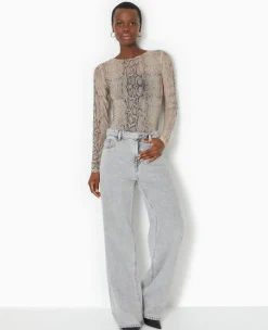 Pimkie Toute La Collection|T-Shirt Et Top^Top Manches Longues En Résille Motif Python -