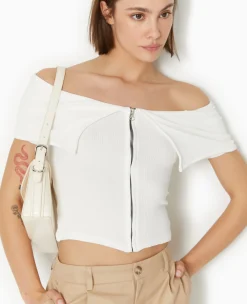 Pimkie Toute La Collection|T-Shirt Et Top^Top Zippé Avec Encolure Bardot -