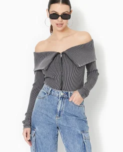 Pimkie T-Shirt Et Top^Top Zippé Encolure Bardot -