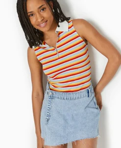 Pimkie Toute La Collection|T-Shirt Et Top^Top Zippé Sans Manches Avec Col Polo -