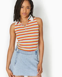 Pimkie Toute La Collection|T-Shirt Et Top^Top Zippé Sans Manches Avec Col Polo -