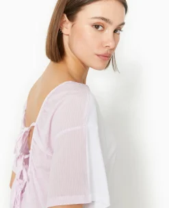 Pimkie T-Shirt Et Top^T-shirt Bi-matiè;re Avec Nouettes Dos -