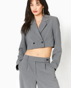 Pimkie Toute La Collection|Veste Et Blazer^Veste Blazer Cropped Rayures Banquier -