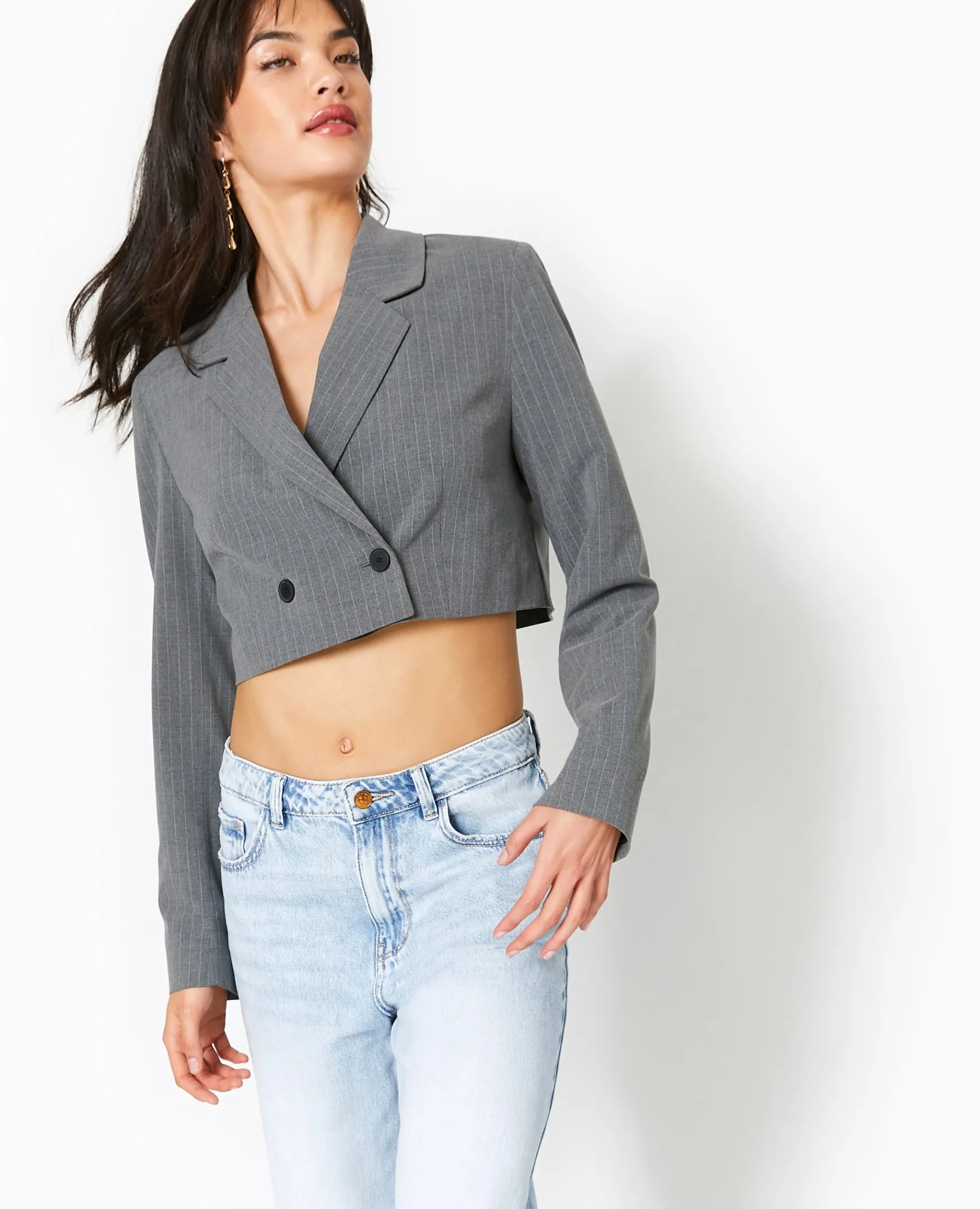 Pimkie Toute La Collection|Veste Et Blazer^Veste Blazer Cropped Rayures Banquier -