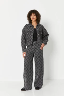Pimkie Veste Et Blazer^Veste Courte En Jean Motif Damiers -