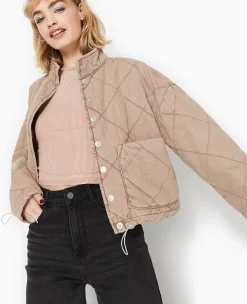 Pimkie Manteau Et Blouson|Veste Et Blazer^Veste Matelassée En Jean Délavé Acid Wash -
