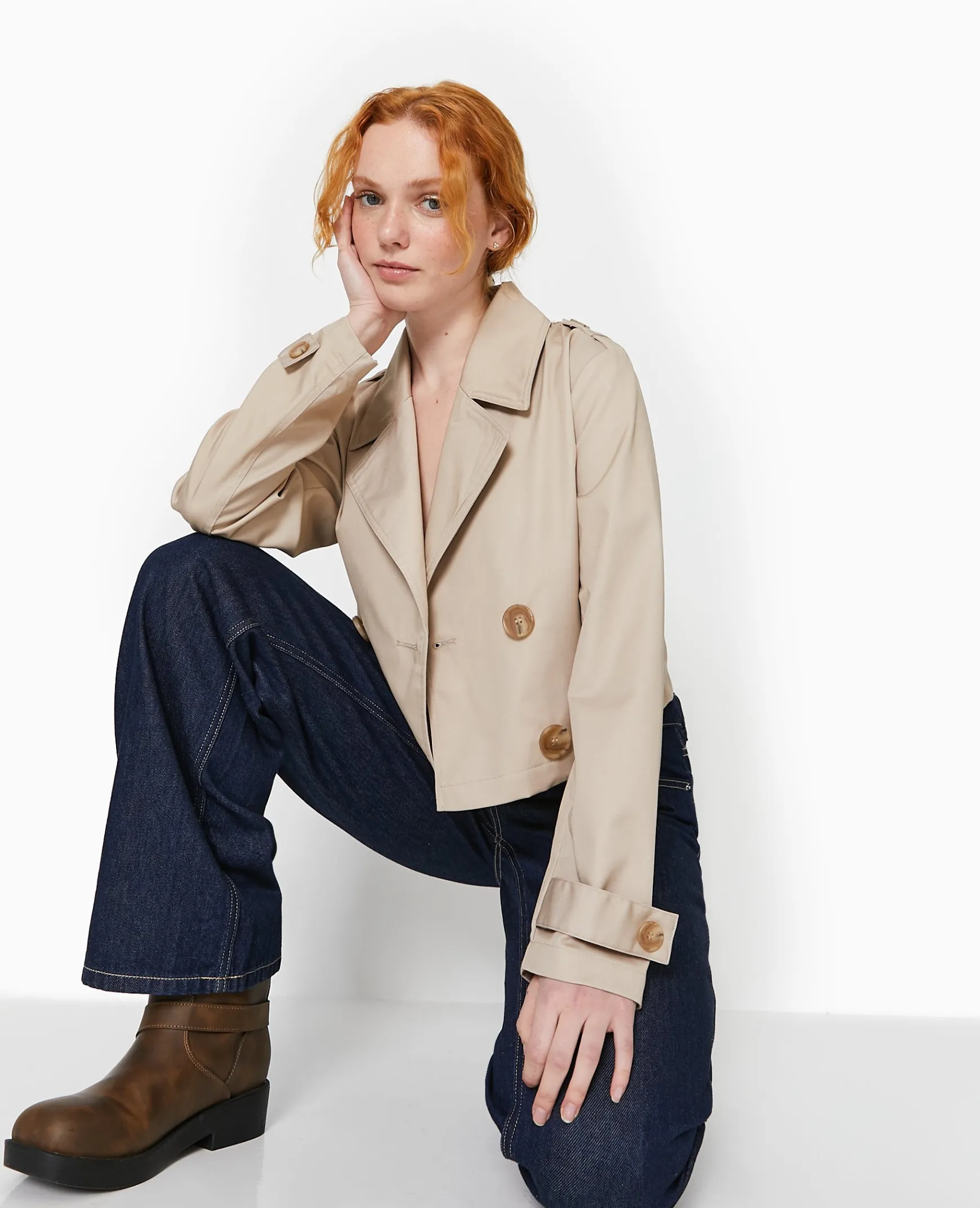 Pimkie Manteau Et Blouson^Veste Trench Courte Double Boutonnage -